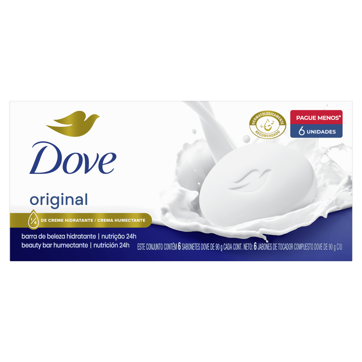 Pack Sabonete Barra Original Dove Envoltório 6 Unidades 90g Cada Leve Mais Pague Menos