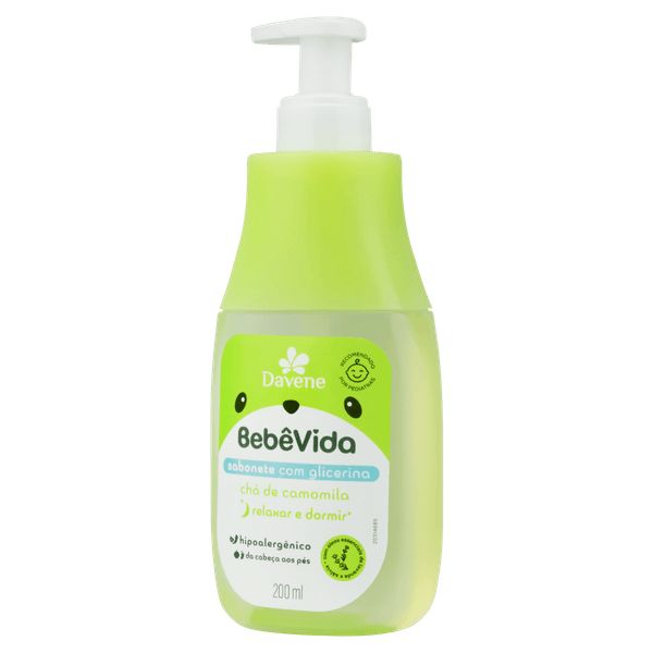 Sabonete Líquido Bebê 200 ml Chá de Camomila Hipoalergênico - Bebe Vida Sabonete Líquido Bebê Vida Suave 200Ml - Bebe Vida