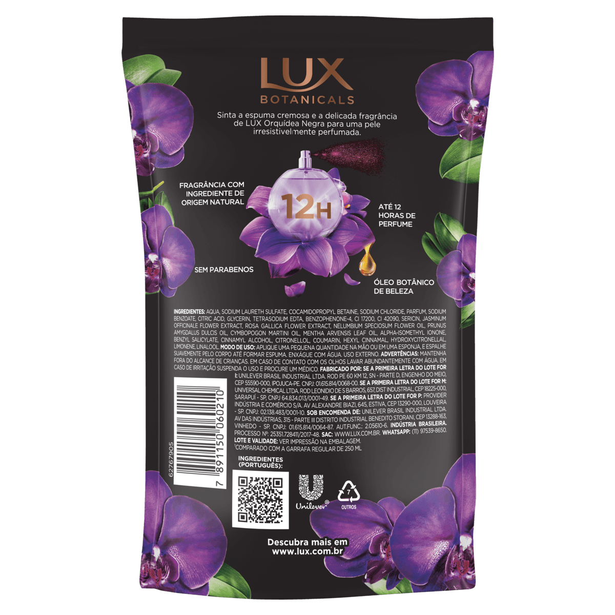 Sabonete Líquido Orquídea Negra Lux Botanicals Sachê 200ml Refil - Imagem 2