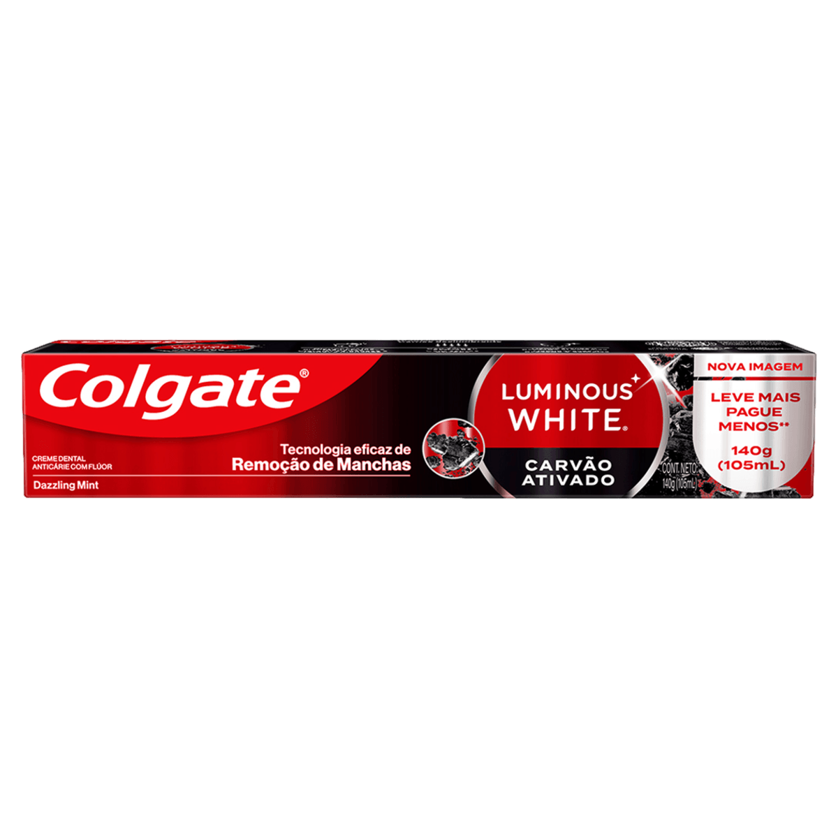 Creme Dental Carvão Ativado Dazzling Mint Colgate Luminous White Caixa 140g - Imagem 2