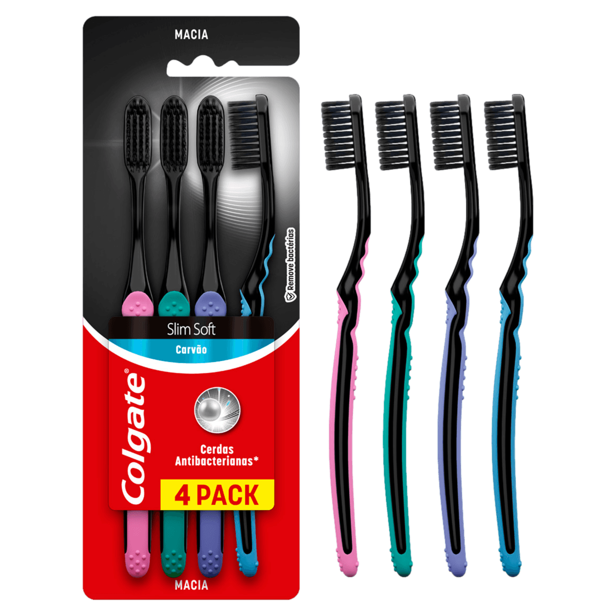 Escova Dental Macia Carvão Colgate Slim Soft Cabeça Compacta 4 Unidades - Imagem 7