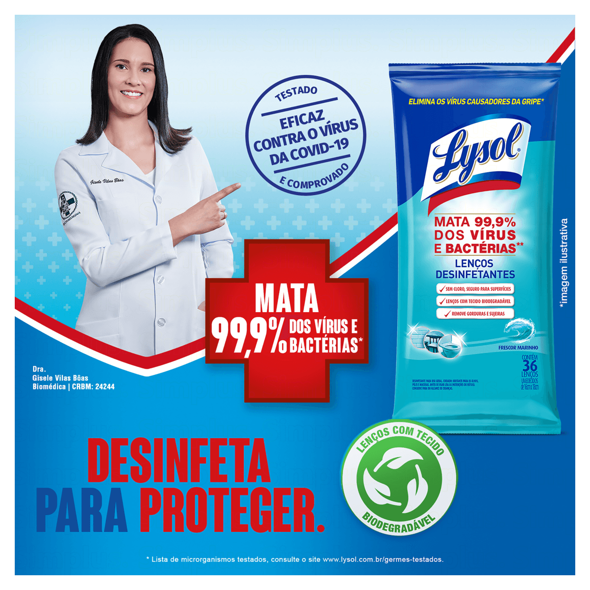 Lenço Umedecido Desinfetante Lysol Brisa da Manhã 36 Unidades