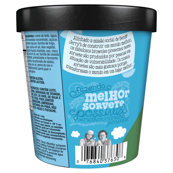 Sorvete Vegano Chocolate Fudge Brownie 458ml com leite de amêndoas Fairtrade Ben & Jerry's Sorvete Vegano Chocolate Fudge Brownie Ben & Jerry's Pote 458ml