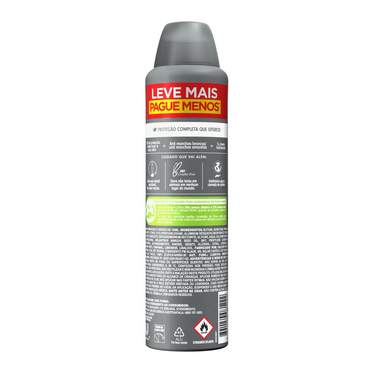 Antitranspirante Aerossol Invisible Dry Dove Men+Care 250ml Spray Leve Mais Pague Menos - Imagem 4