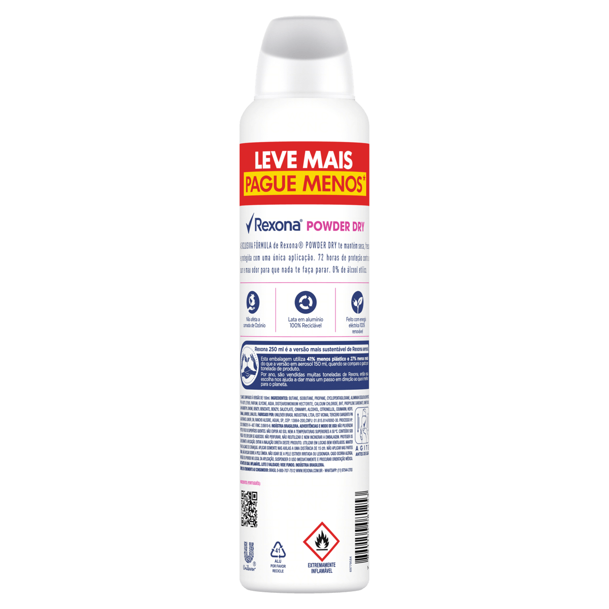 Antitranspirante Aerossol Powder Dry Rexona 250ml Spray Leve Mais Pague Menos - Imagem 7