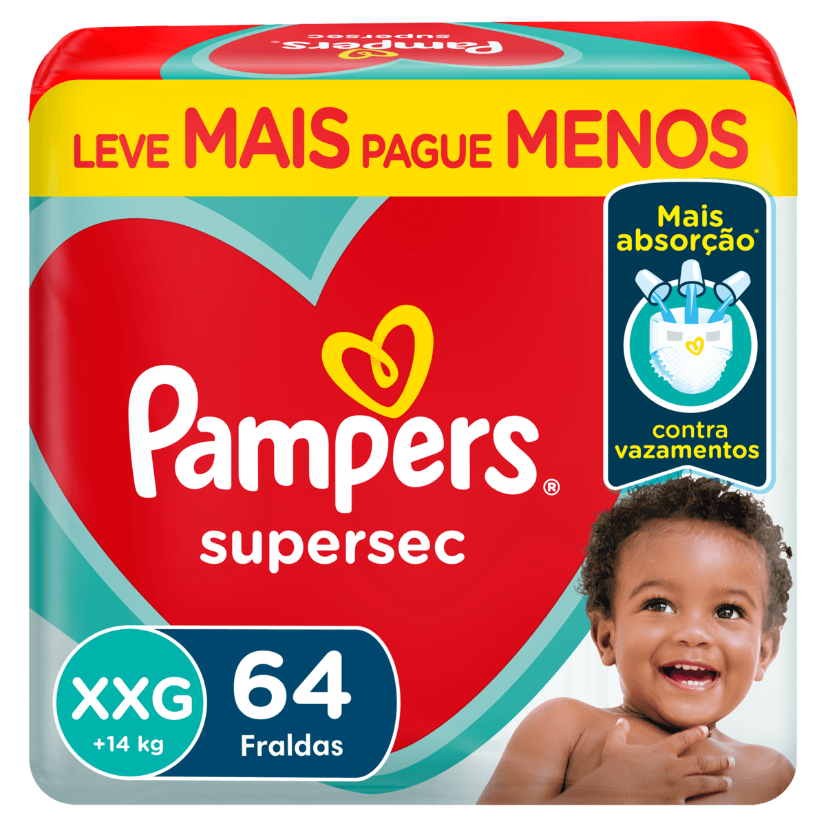 Pampers Fralda Descartável Supersec XXG 64 – Alta Absorção Magic Gel Proteção Noturna