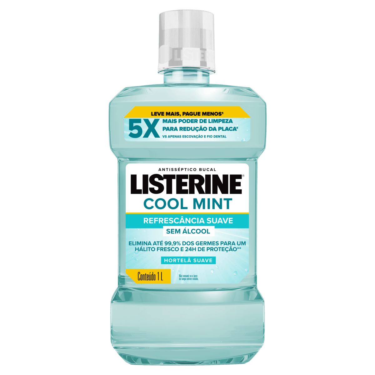 Enxaguante Bucal Zero Álcool Hortelã Suave Listerine Cool Mint Frasco 1l Leve Mais Pague Menos - Imagem 4