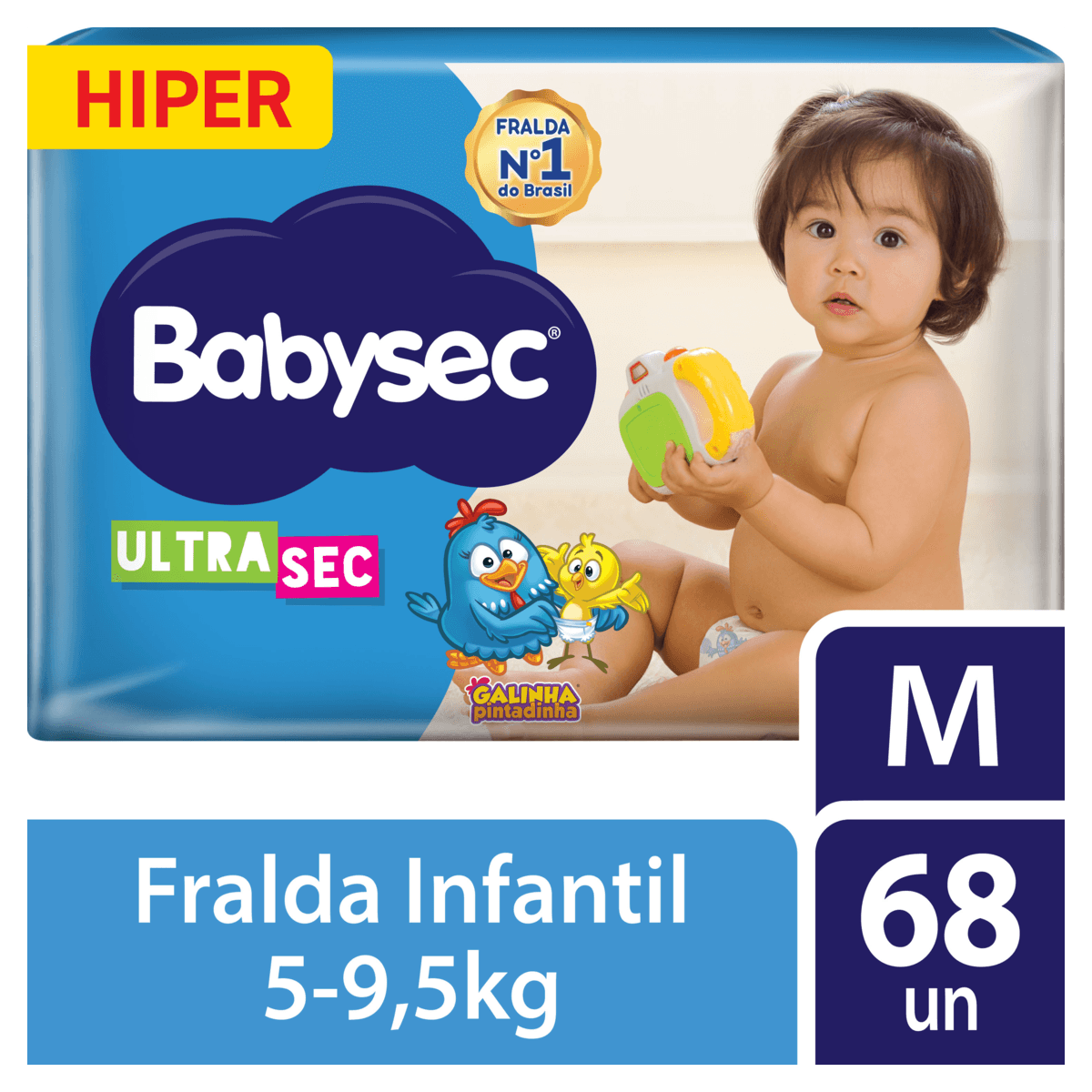 Fralda Descartável Babysec Ultra Hiper M - 68 Unidades