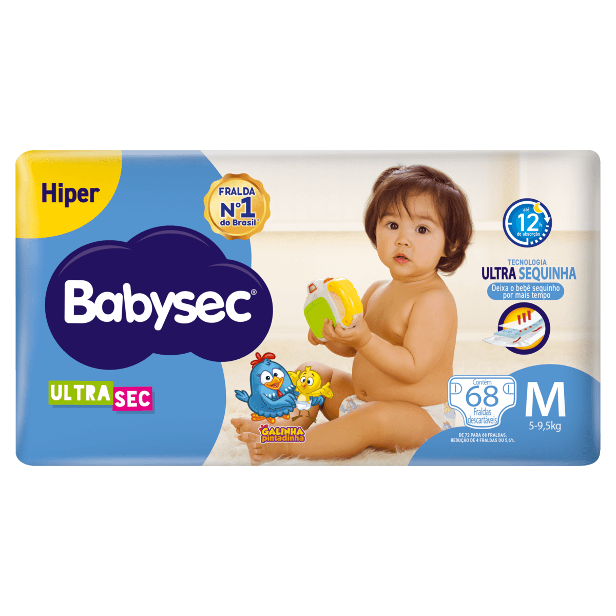 Fralda Descartável Babysec Ultra Hiper M - 68 Unidades - Imagem 2