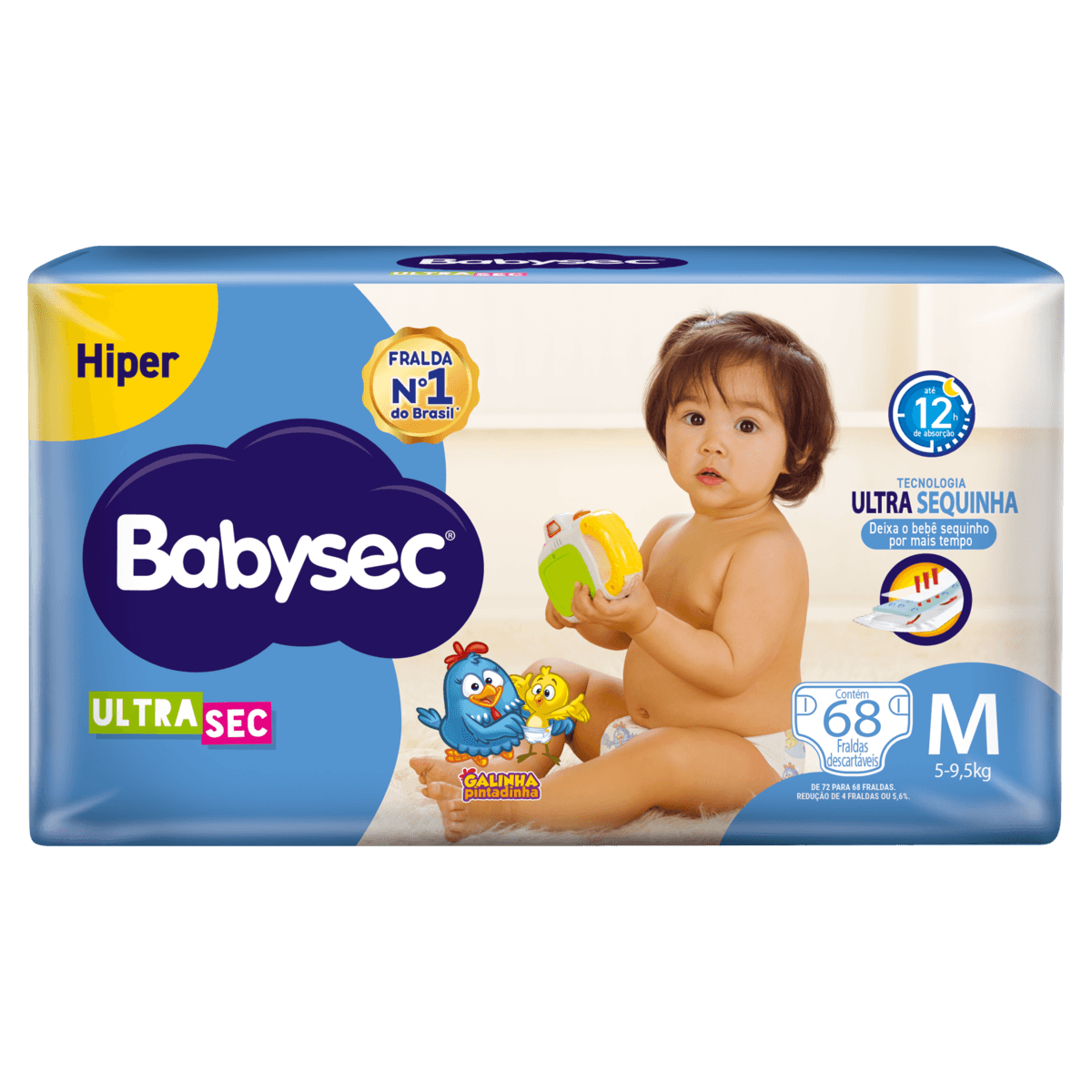 Fralda Descartável Babysec Ultra Hiper M - 68 Unidades - Imagem 3