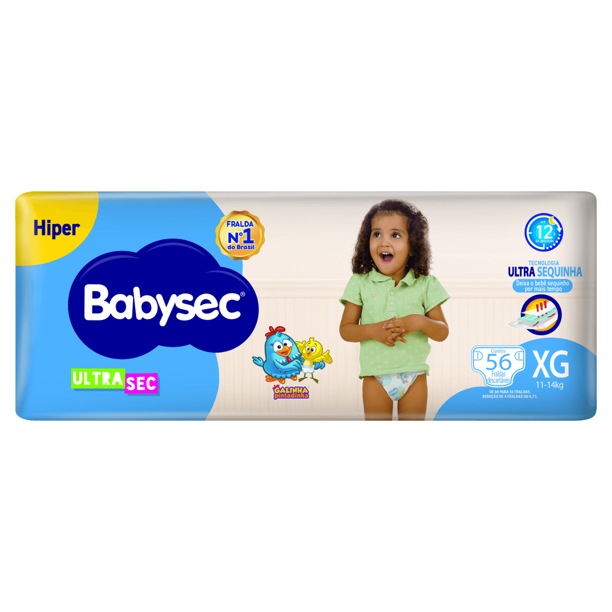 Babysec Fralda Descartável Galinha Pintadinha Ultra Sec XG 56 un – 12h Hipoalergênica