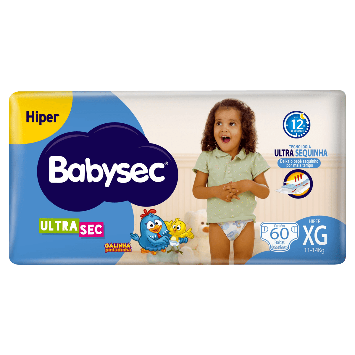 Babysec Fralda Descartável Galinha Pintadinha Ultra Sec XG 56 un – 12h Hipoalergênica - Imagem 3