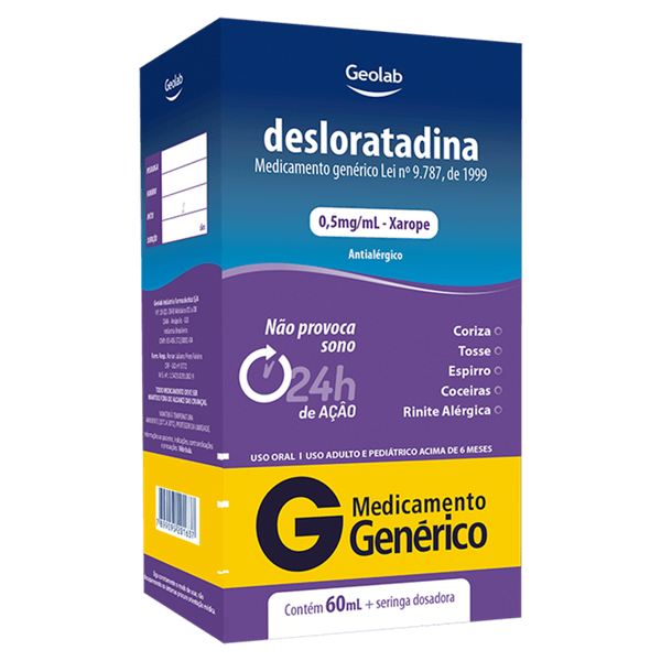 Desloratadina 0,5mg/ml Xarope 60ml - Geolab