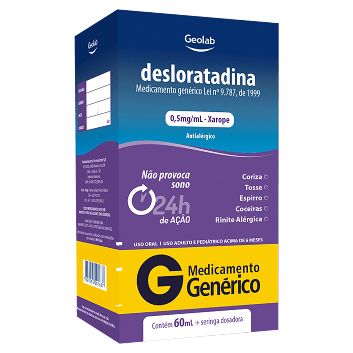 Desloratadina 0,5Mg/Ml Xarope 60Ml - Geolab