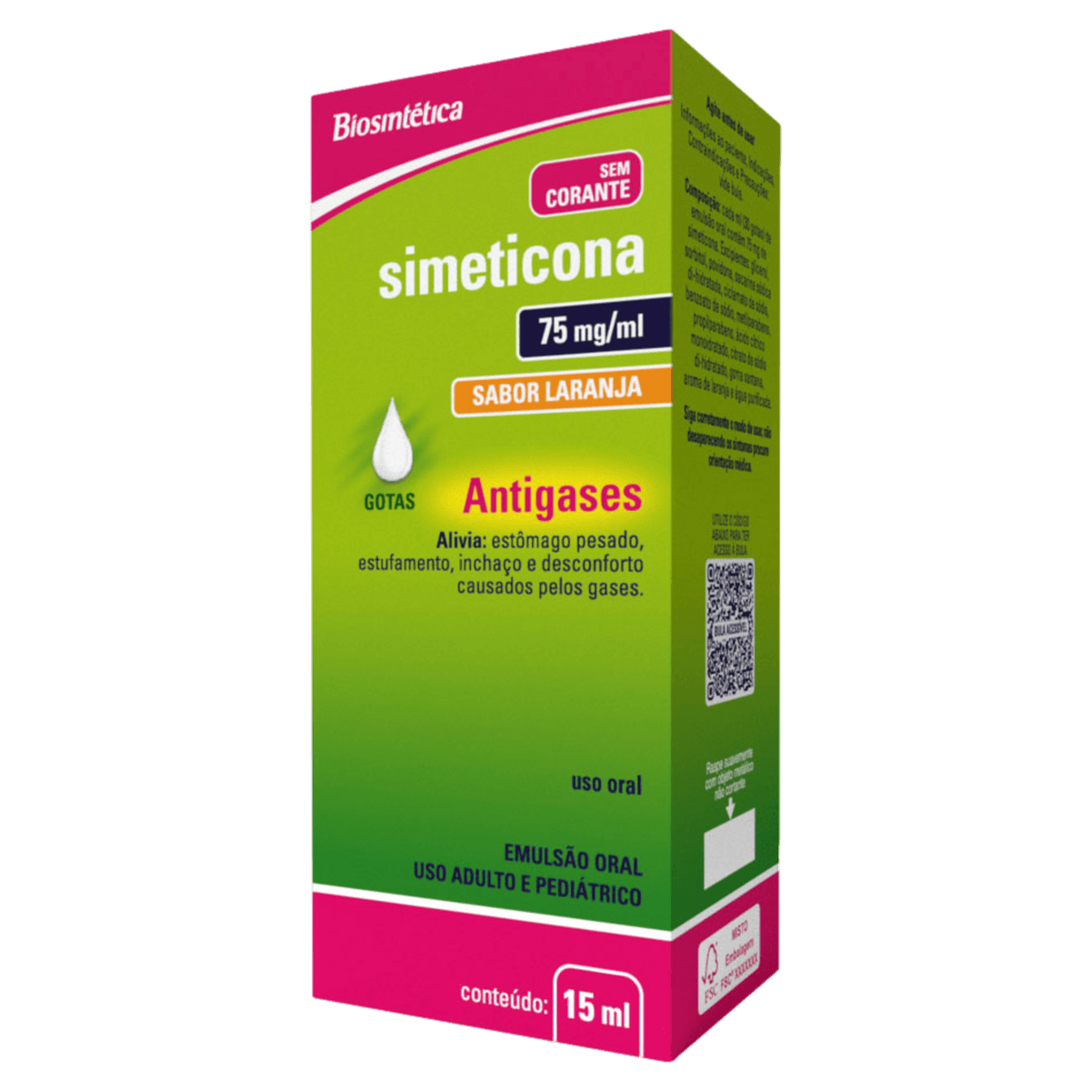 Simeticona 75Mg/Ml Biosintética Emulsão Oral Gotas 15Ml