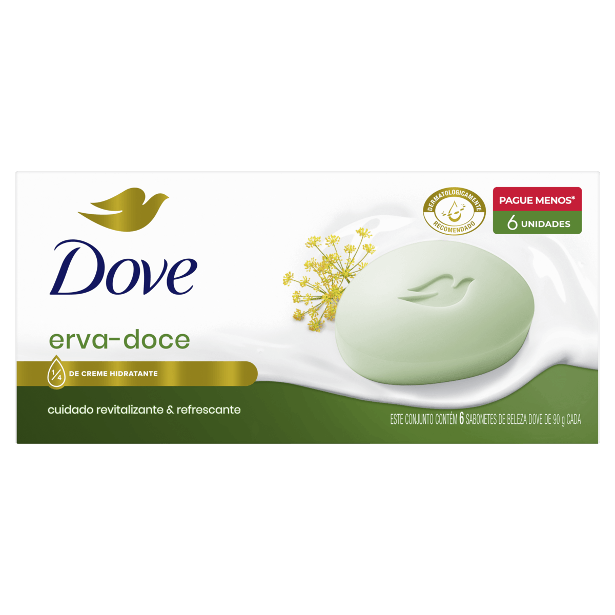 Pack Sabonete Barra Erva-Doce Dove Envoltório 6 Unidades 90g Cada Leve Mais Pague Menos