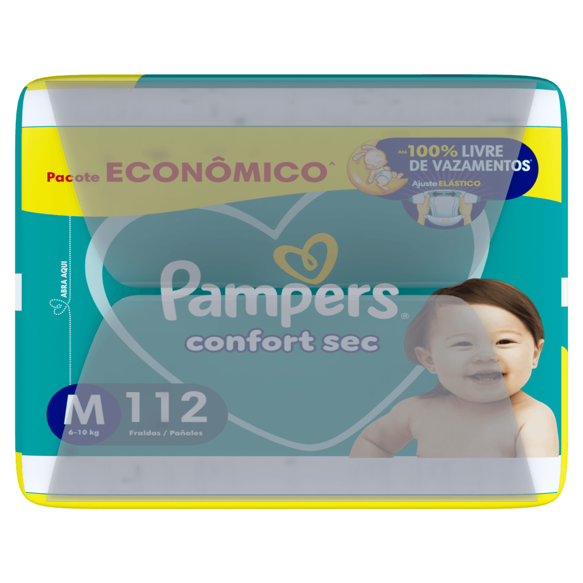 Pampers Fralda Descartável M Confort Sec 112un - 12h Absorção, Antivazamento - Imagem 2