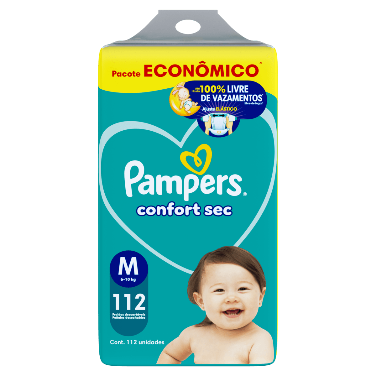 Pampers Fralda Descartável M Confort Sec 112un - 12h Absorção, Antivazamento - Imagem 4