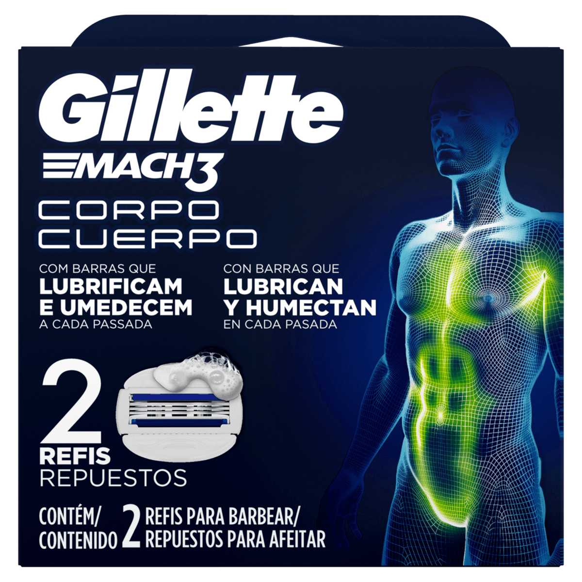 Carga para Aparelho de Depilação Gillette Mach3 Corpo - 2 unidades