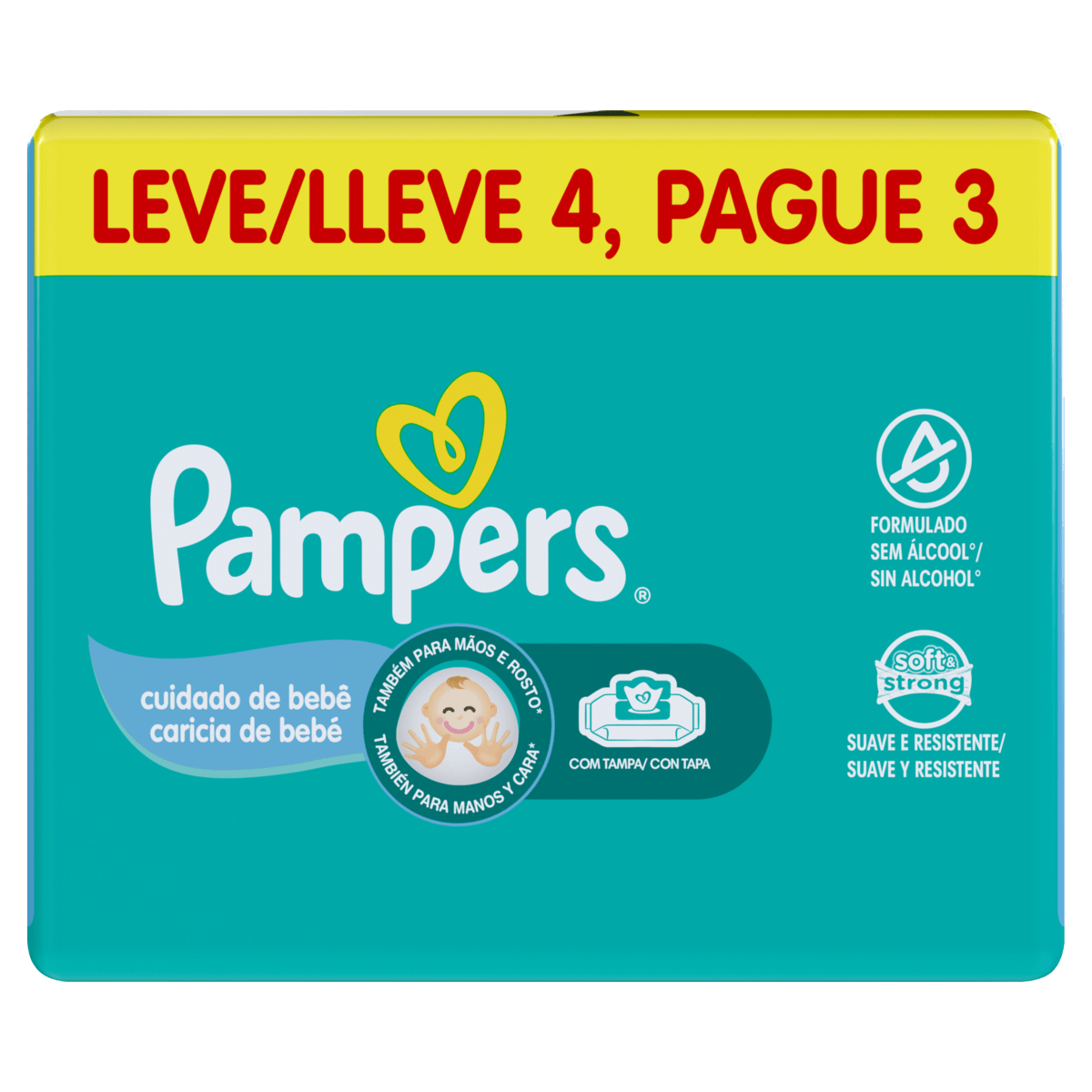 Lenço Umedecido Pampers Cuidado de Bebê 196 Unidades - Imagem 2