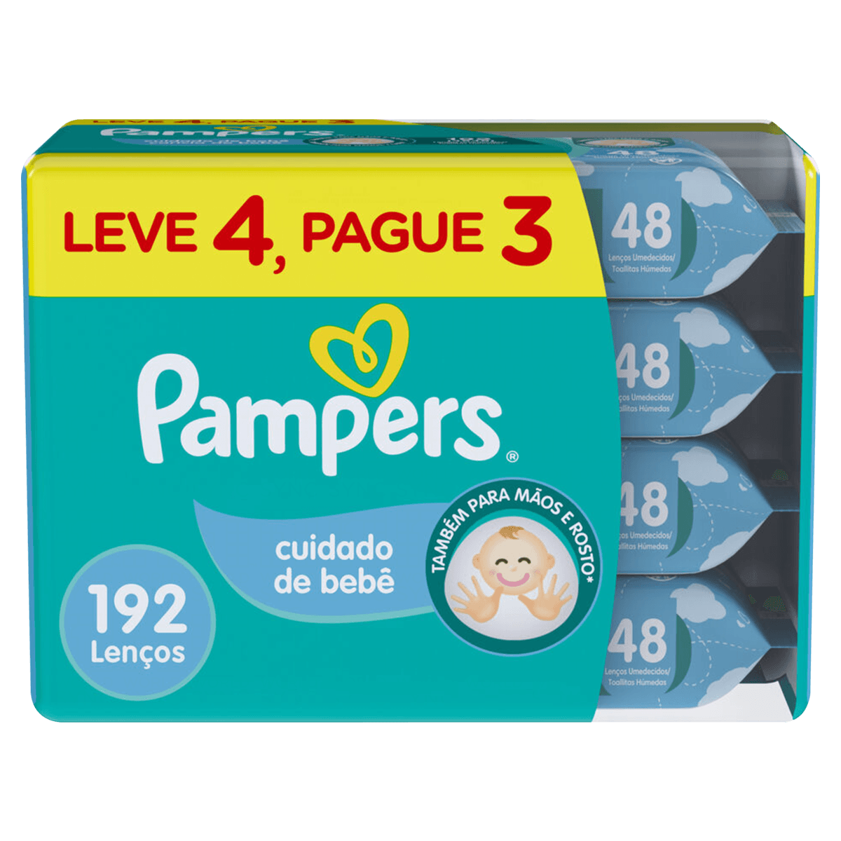 Lenço Umedecido Pampers Cuidado de Bebê 196 Unidades - Imagem 3