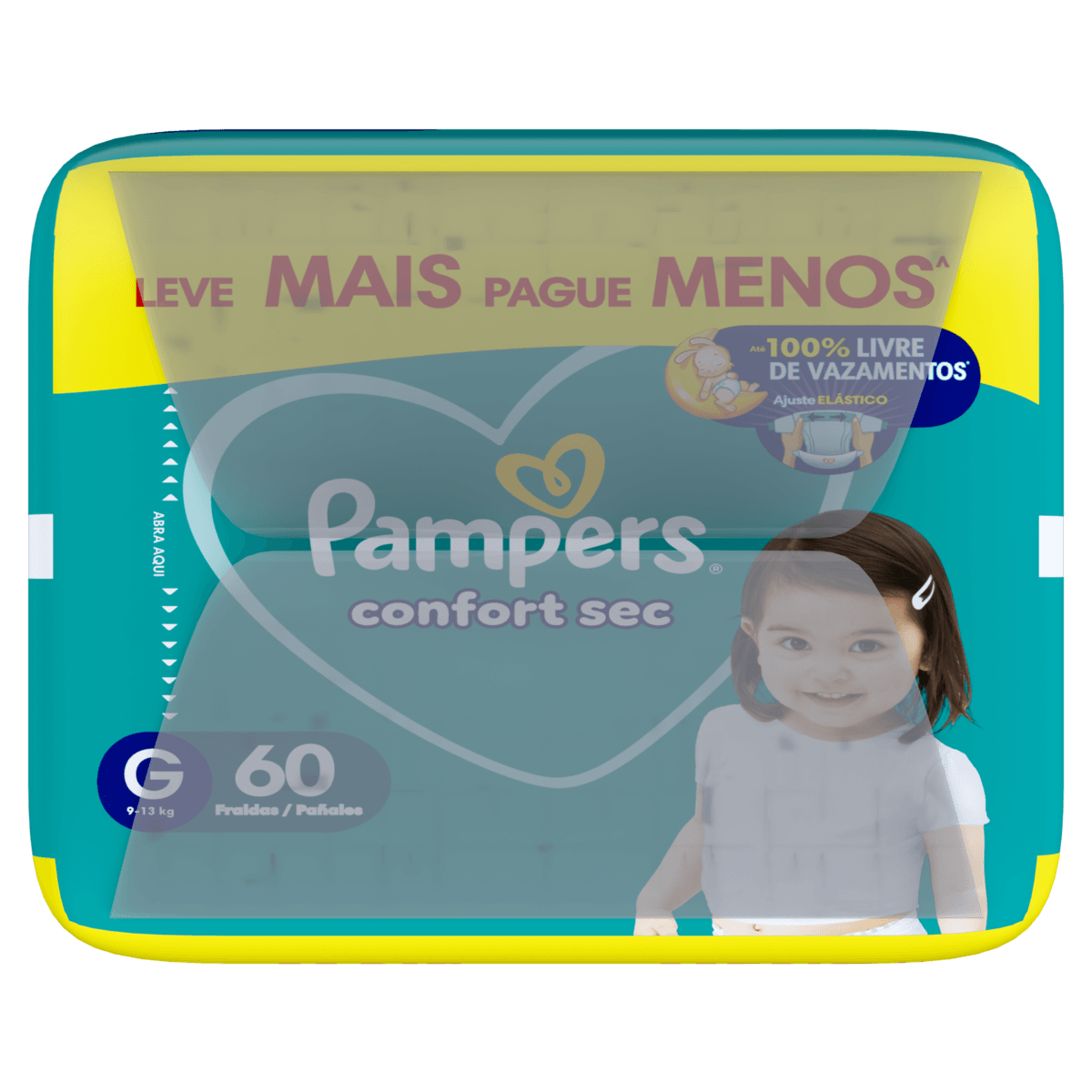 Pampers Fralda Descartável Confort Sec G 60 Unidades Alta Absorção Hipoalergênica - Imagem 5