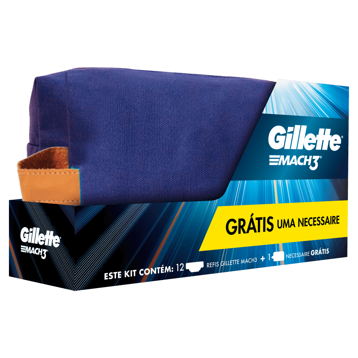 Cargas para Aparelho de Barbear Mach3 Kit 12 Peles Sensíveis Gillette