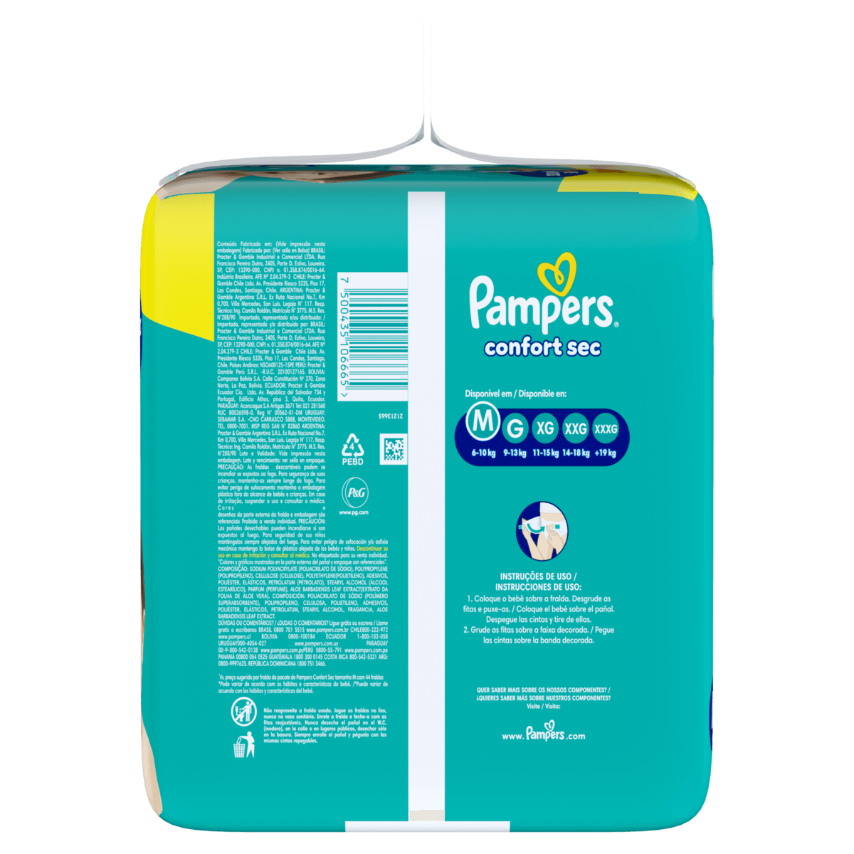 Pampers Fralda Descartável Confort Sec M 70 Unidades - Gel Mágico 12h Antivazamento - Imagem 3