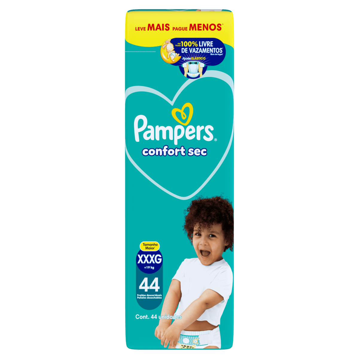 Pampers Fralda Descartável Confort Sec XXXG 44 Unidades - 12h Proteção Hipoalergênica - Imagem 4