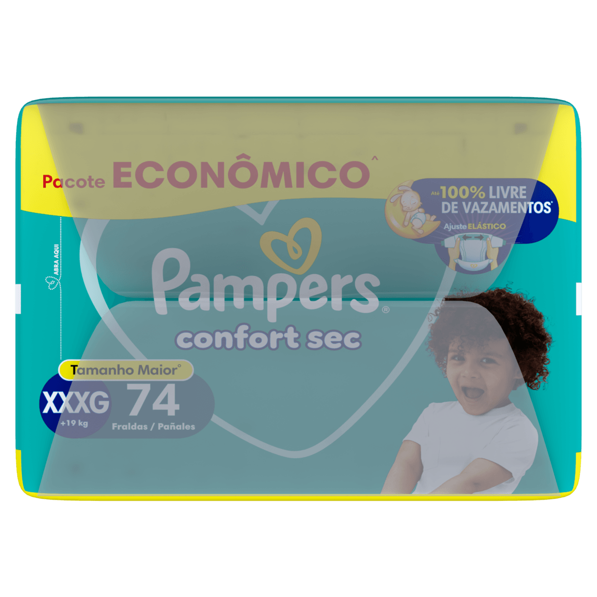 Pampers Fralda Descartável Infantil Confort Sec XXXG 74 Unidades 12h Proteção - Imagem 3