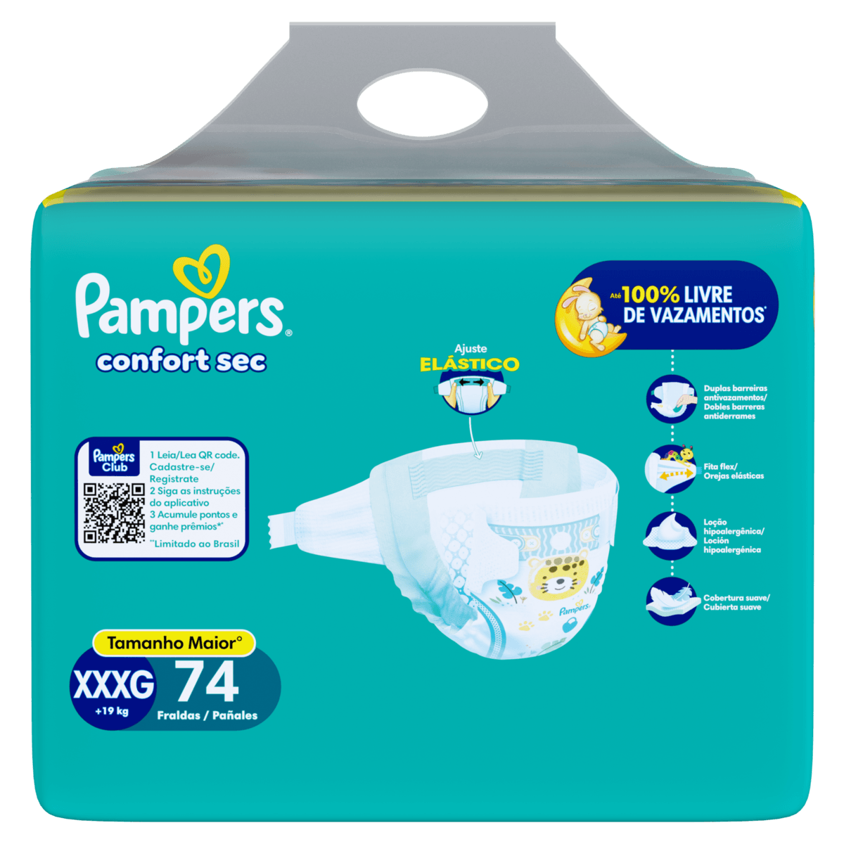Pampers Fralda Descartável Infantil Confort Sec XXXG 74 Unidades 12h Proteção - Imagem 4