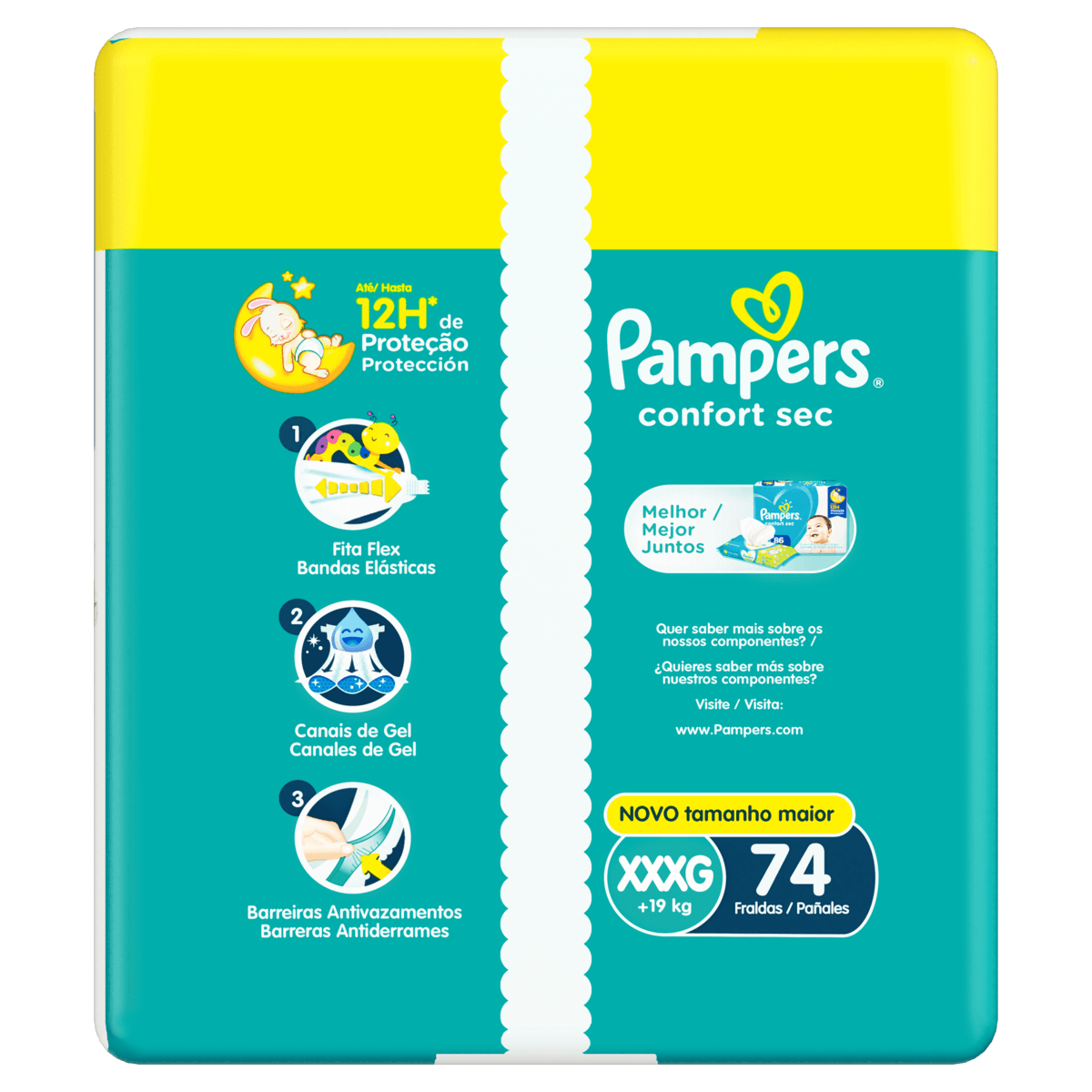 Pampers Fralda Descartável Infantil Confort Sec XXXG 74 Unidades 12h Proteção - Imagem 5