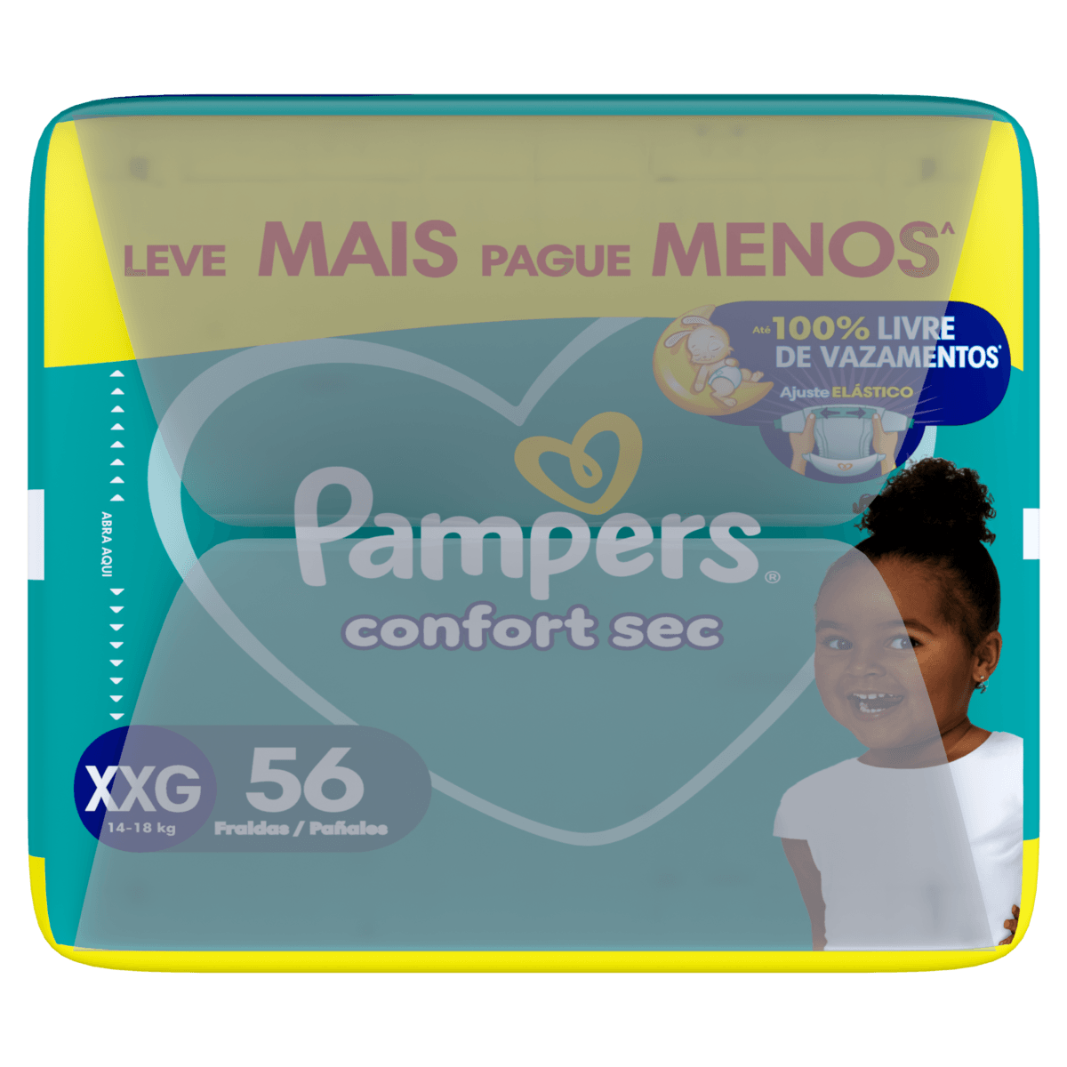 Pampers Fralda Descartável Confort Sec XXG 56 Un - Alta Absorção e Anti‑vazamento - Imagem 2