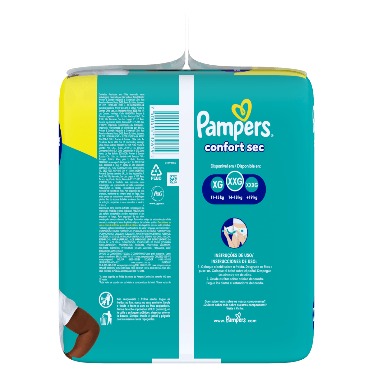 Pampers Fralda Descartável Confort Sec XXG 56 Un - Alta Absorção e Anti‑vazamento - Imagem 3