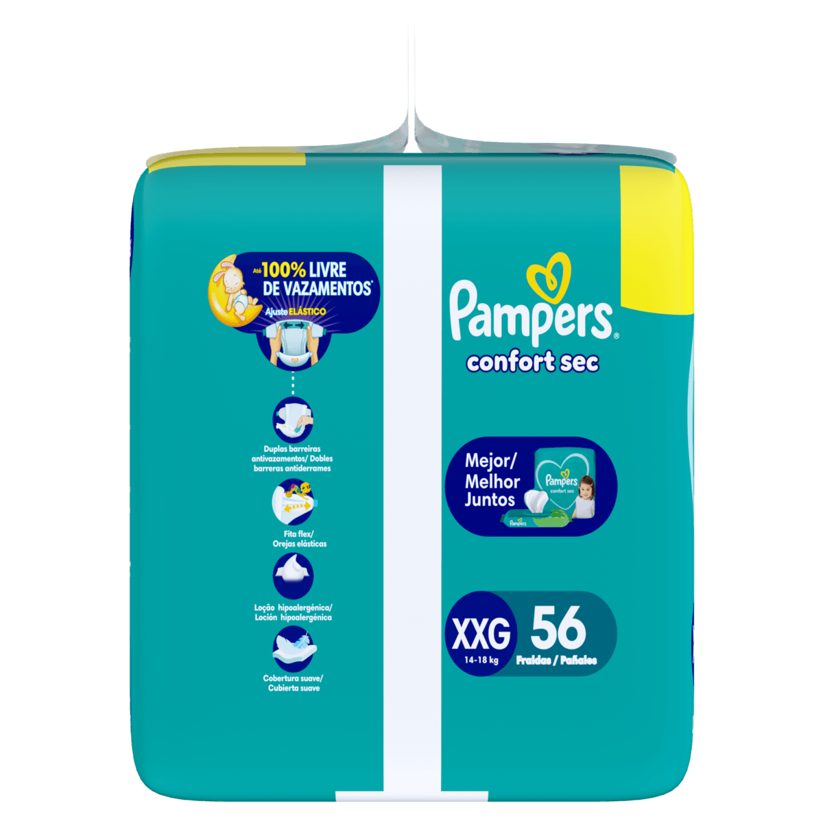 Pampers Fralda Descartável Confort Sec XXG 56 Un - Alta Absorção e Anti‑vazamento - Imagem 4