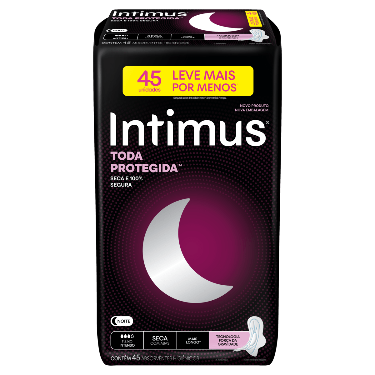 Absorvente Noturno 45 Unidades Cobertura Seca c/ Abas Intimus