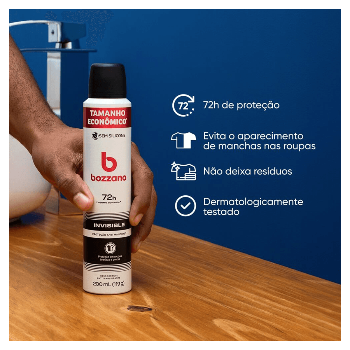 Desodorante Aerossol Bozzano Invisible 72h - 200ml - Imagem 3