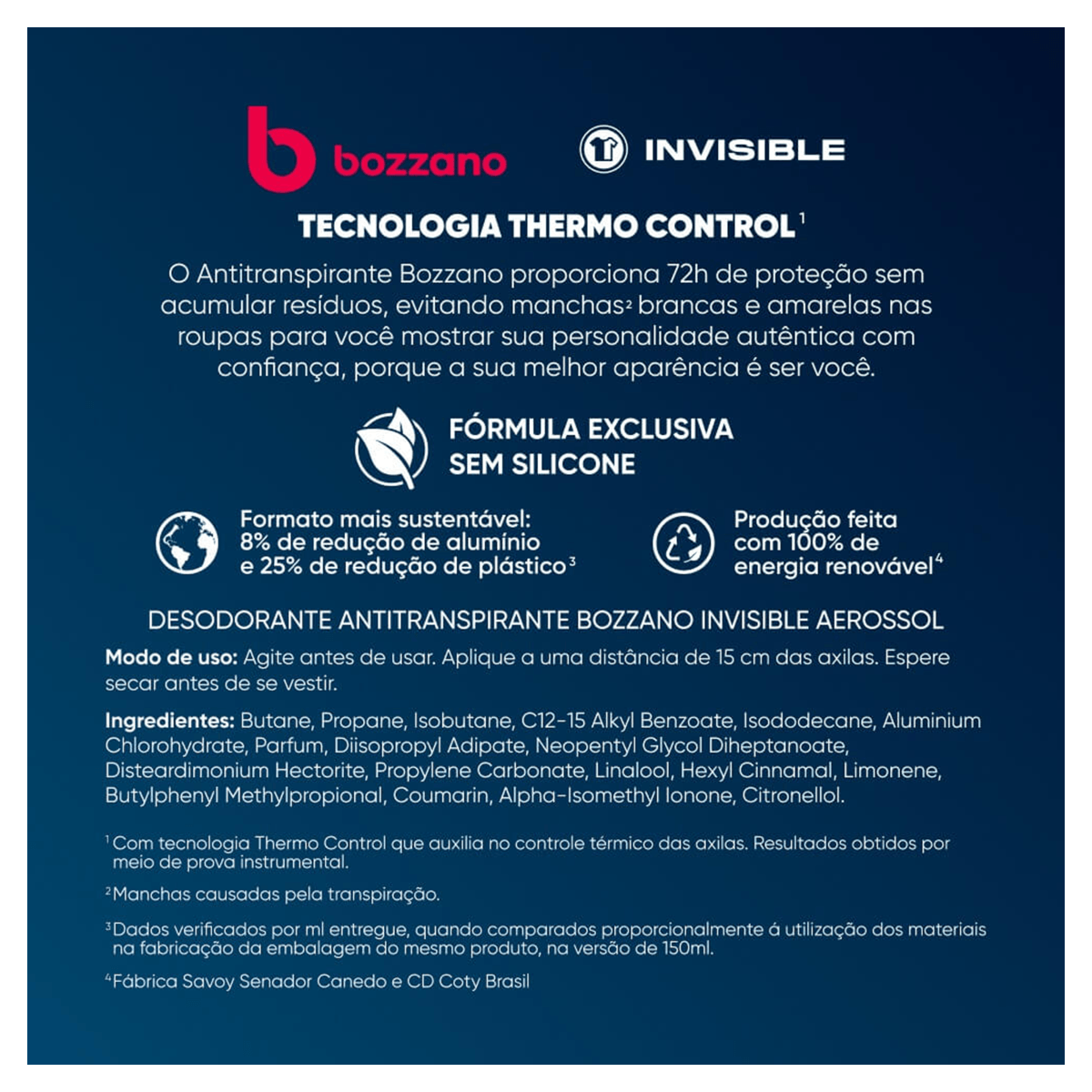 Desodorante Aerossol Bozzano Invisible 72h - 200ml - Imagem 9