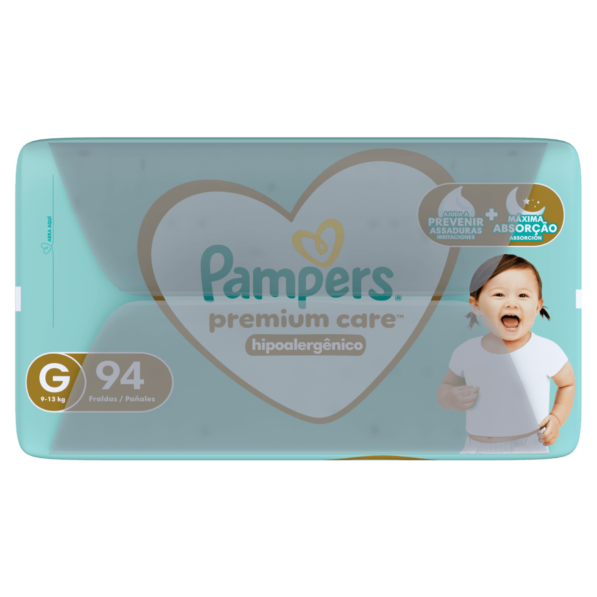 Pampers Fralda Descartável Premium Care G 9-13kg 94un Hipoalergênica Aloe Vera 12h - Imagem 2