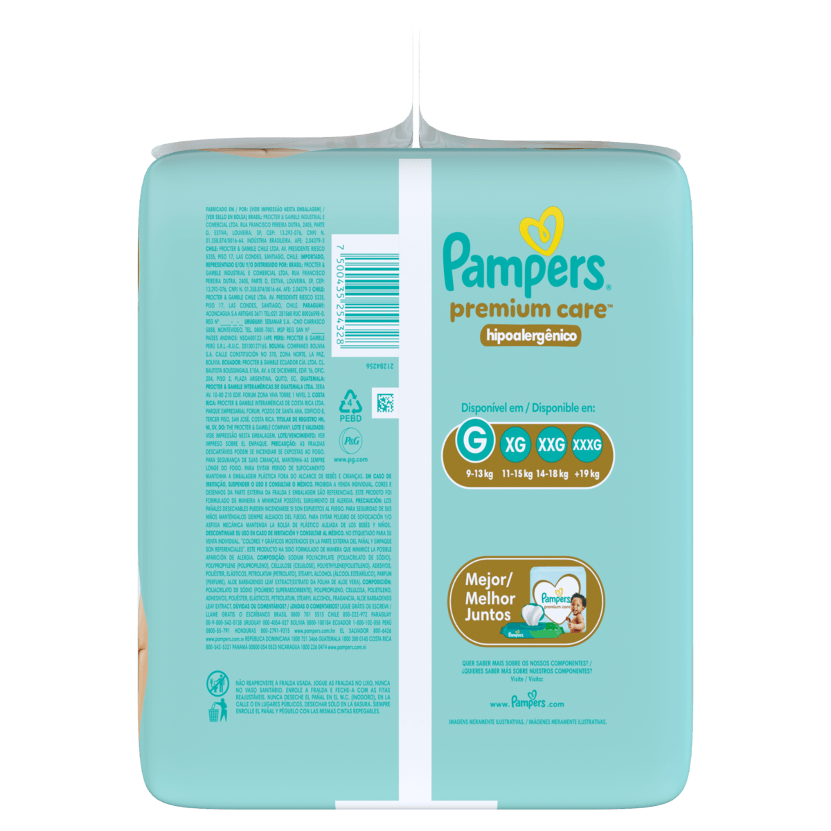 Pampers Fralda Descartável Premium Care G 9-13kg 94un Hipoalergênica Aloe Vera 12h - Imagem 3
