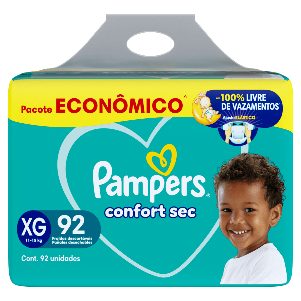 Pampers Fralda Descartável Hipoalergênica Aloe Vera 12h Confort Sec XG 92un