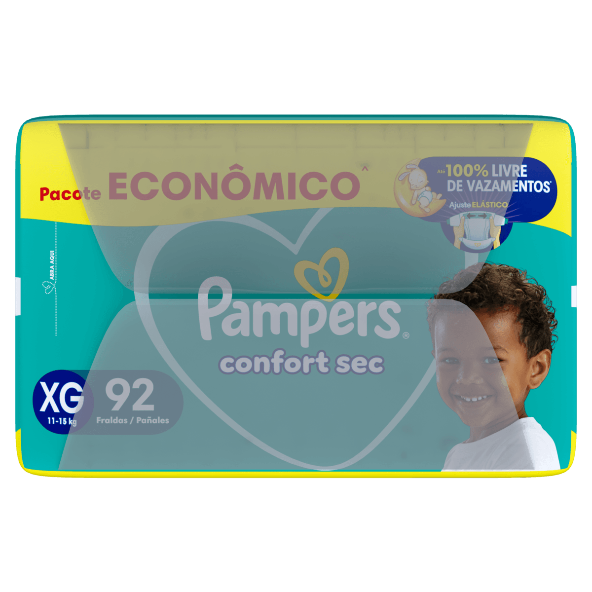 Pampers Fralda Descartável Hipoalergênica Aloe Vera 12h Confort Sec XG 92un - Imagem 2