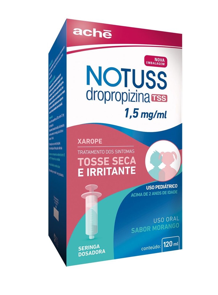 Notuss Dropropizina 1,5Mg/Ml Sabor Morango Xarope - 120Ml — Notuss 1,5Mg Xarope Tss 120Ml + Ser