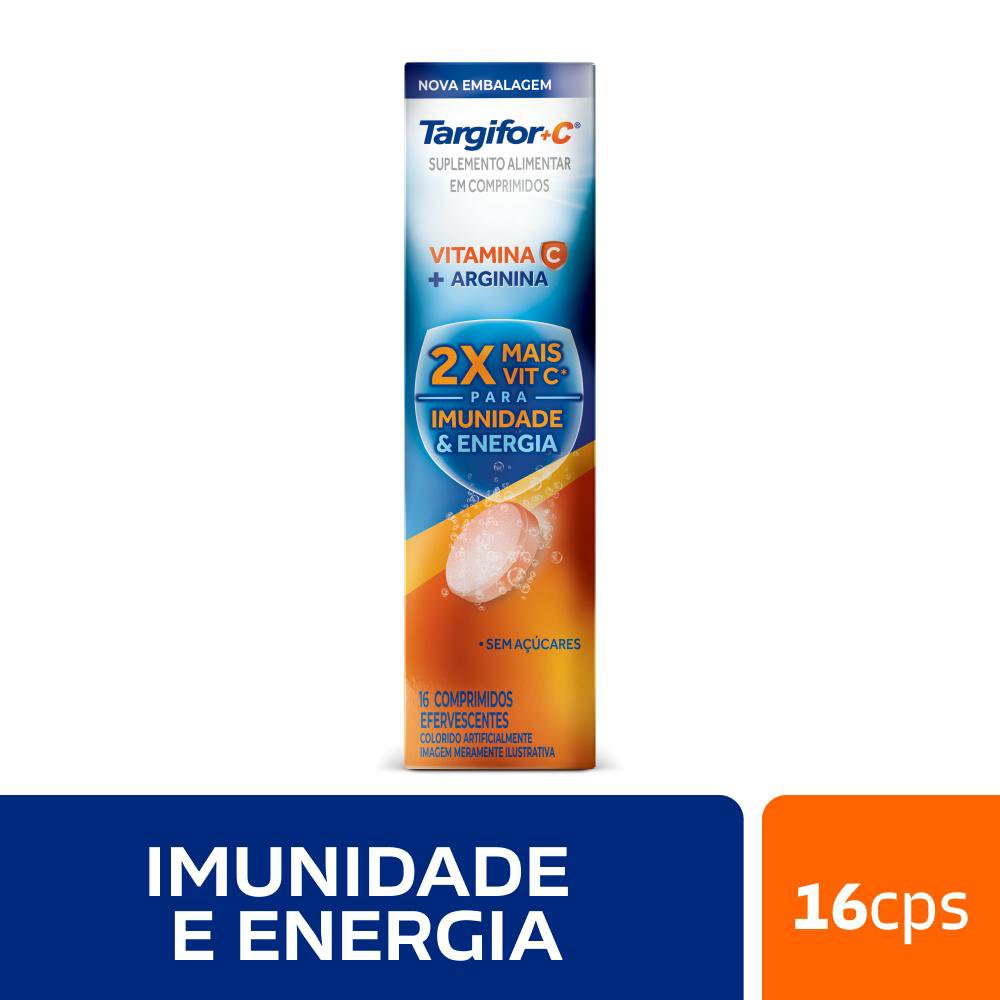 Suplemento Vitamina C e Arginina Targifor 1g Comprimido Efervescente 16 Unidades