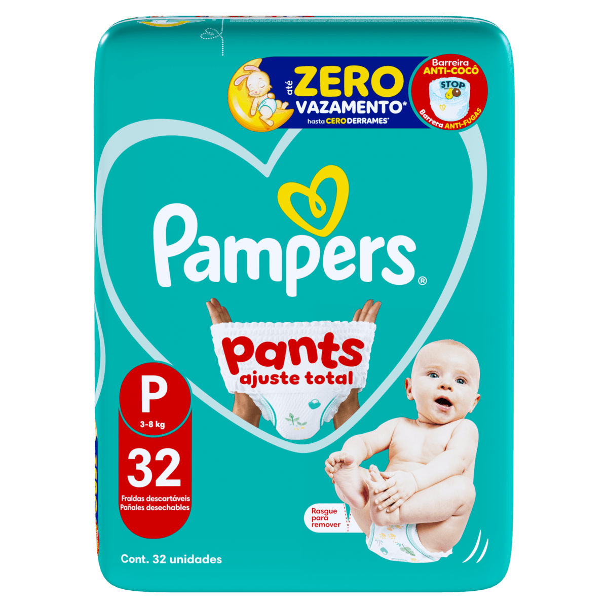 Fralda Pampers Pants Ajuste Total 32 unidades P