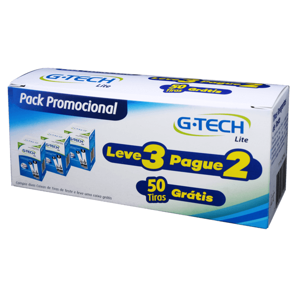 G-TECH Tiras Reagentes de Glicose GDH-FAD 150 un (3x50) compatíveis com G-Tech Lite LV3PG4 KIT TIRA G-TECH LITE LV3PG4