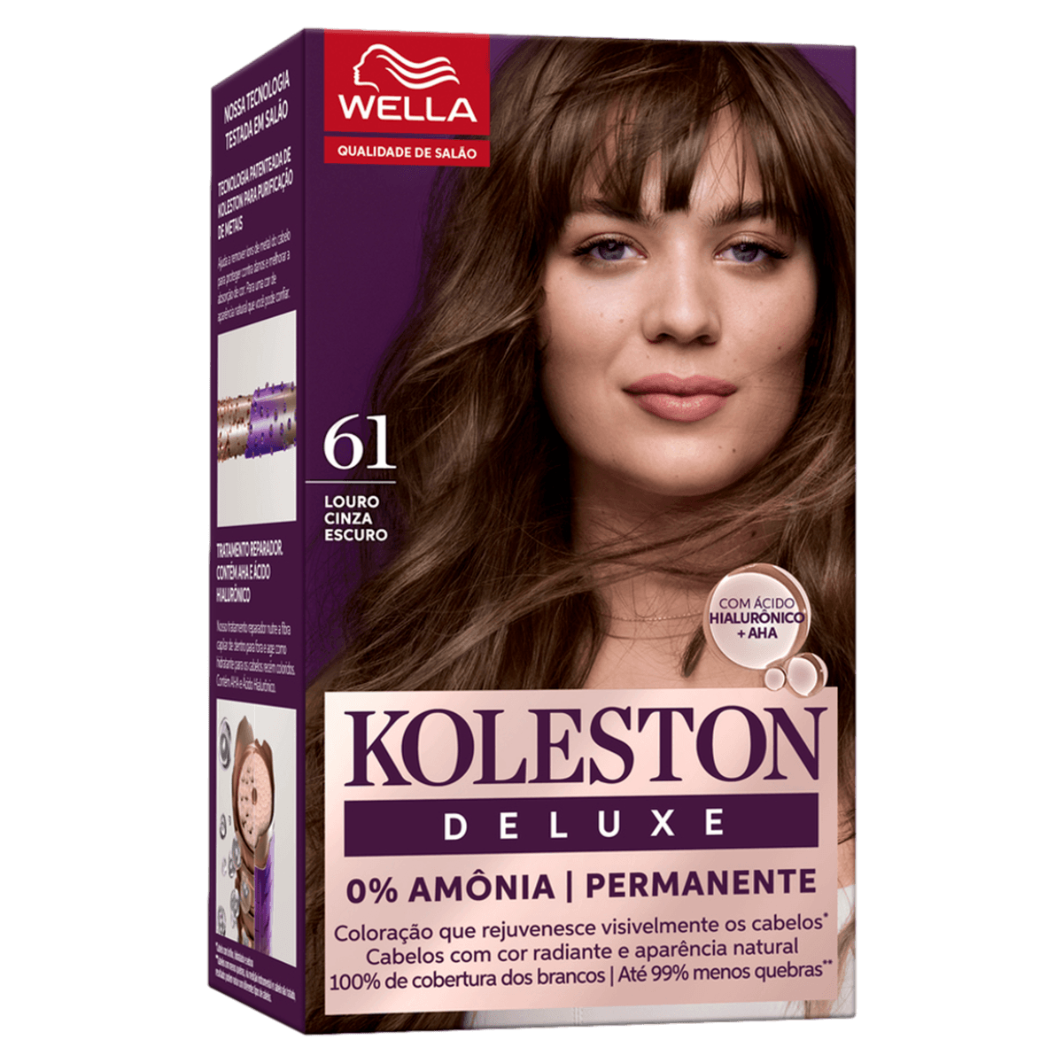Coloração Permanente Koleston Deluxe 61 Louro Cinza Escuro Kit - Sem Amônia, Hidratação