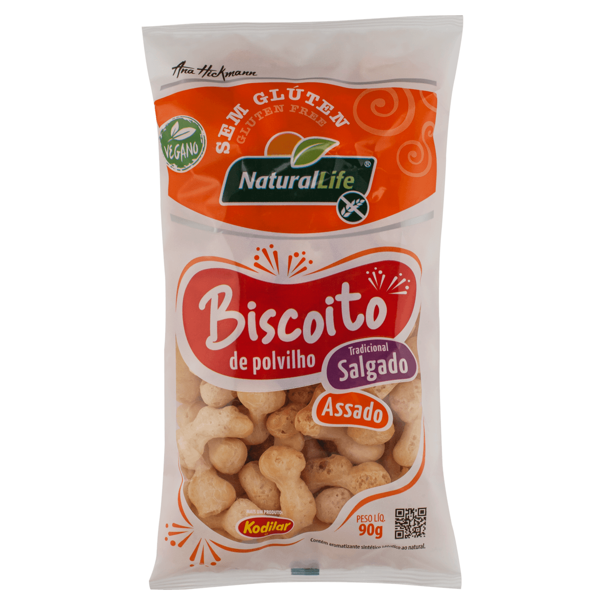 Natural Life Biscoito de Polvilho Salgado Assado Vegano Sem Glúten 90g