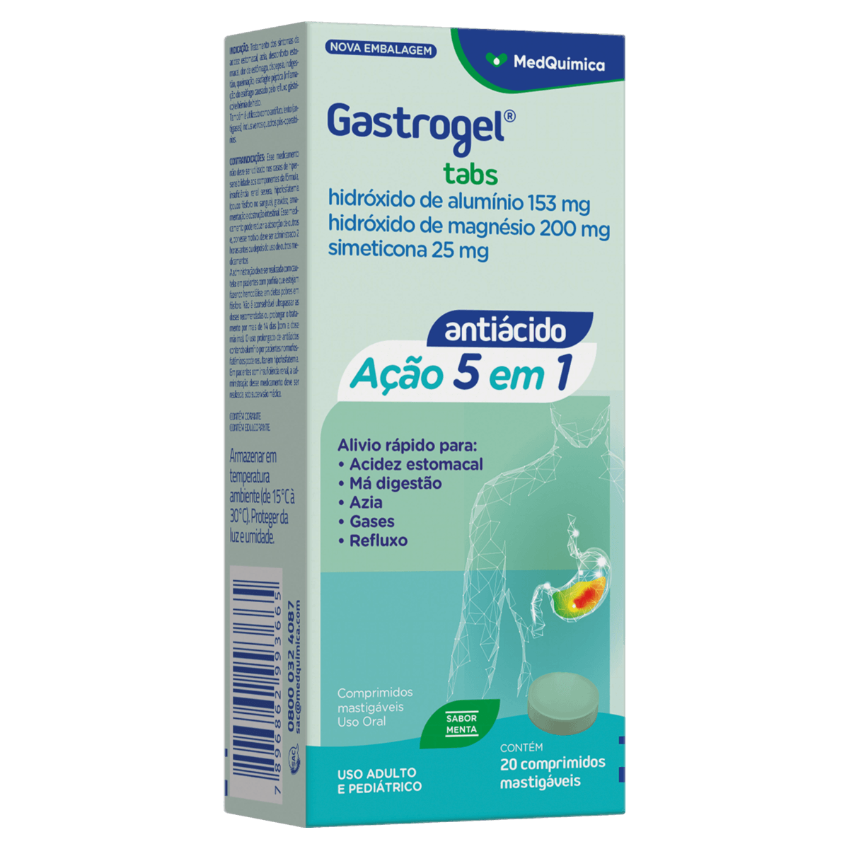 GASTROGEL TABS 153MG 5EM1 MENT 20CPR