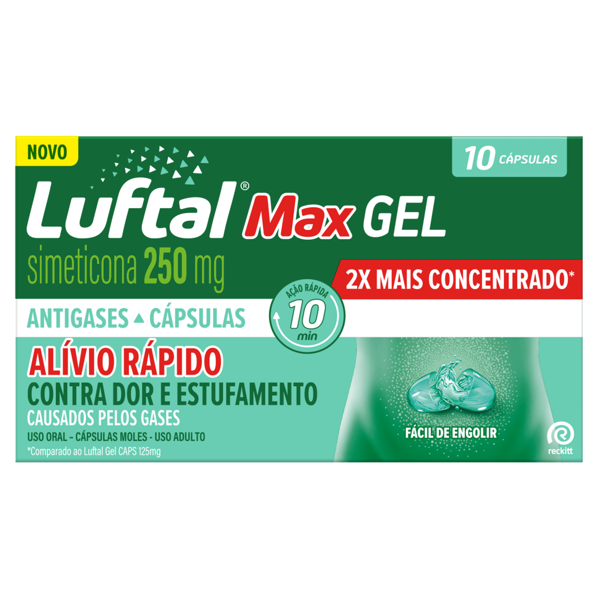 LUFTAL 250MG MAX GEL 10CPS